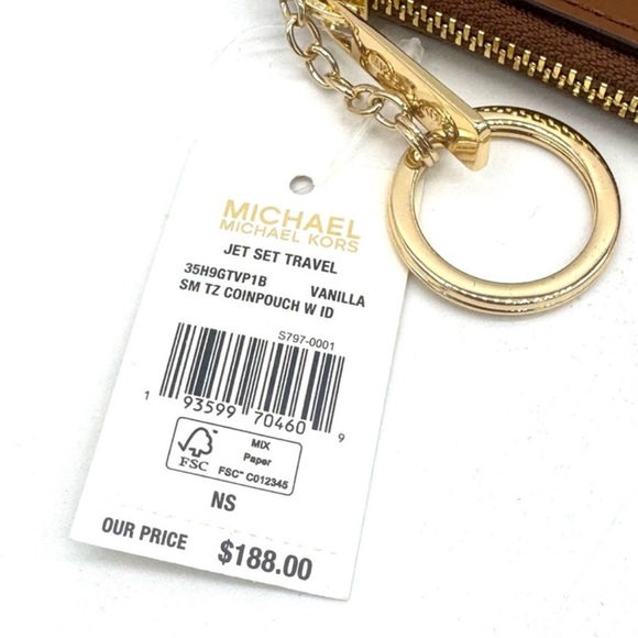 Michael Kors Jet Set Travel Small Signature Logo Coin Purse Vanilla - Picture 9 of 9